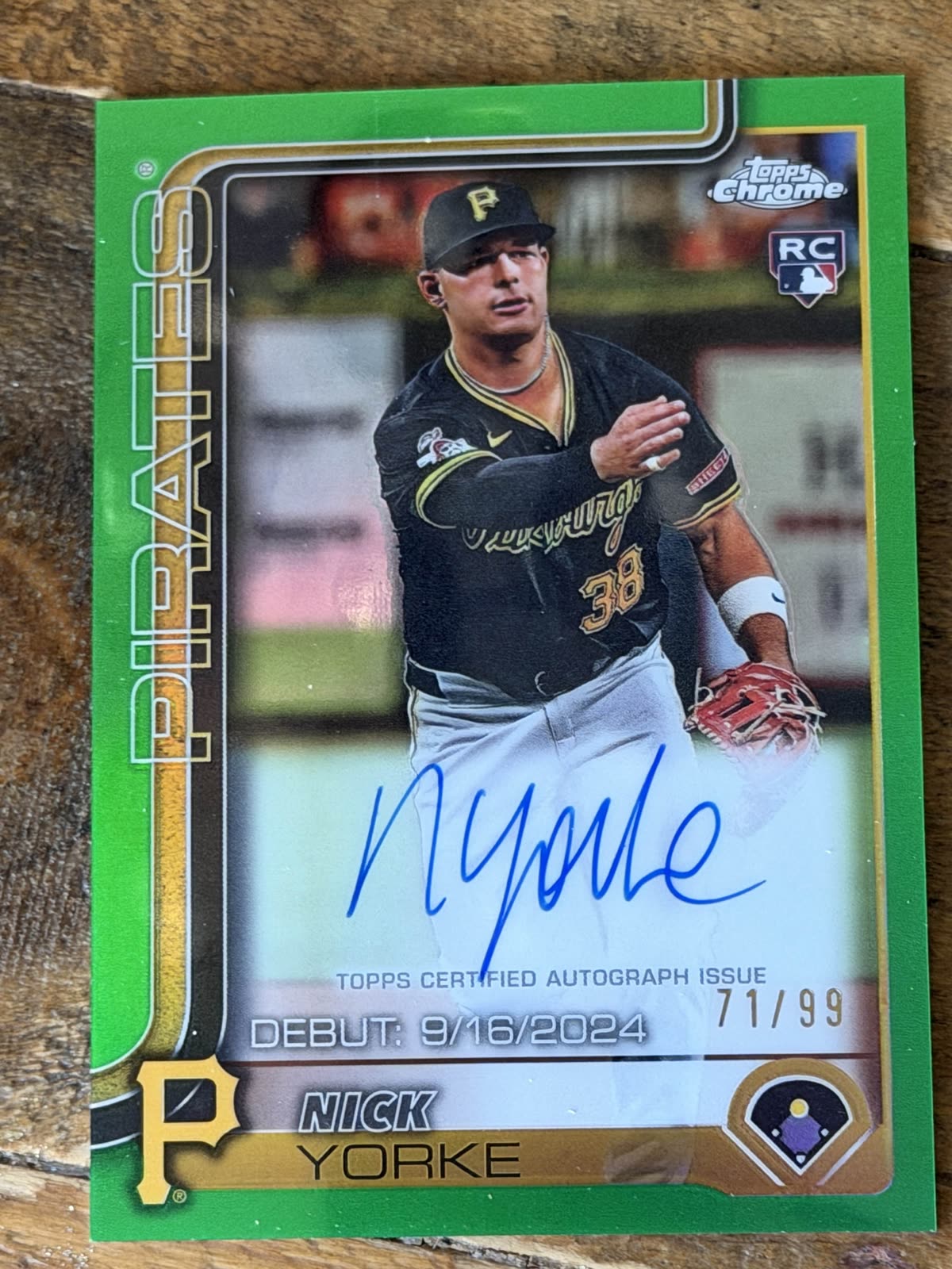 Nick Yorke 2025 Topps Chrome Rookie Auto Green Refractor /99