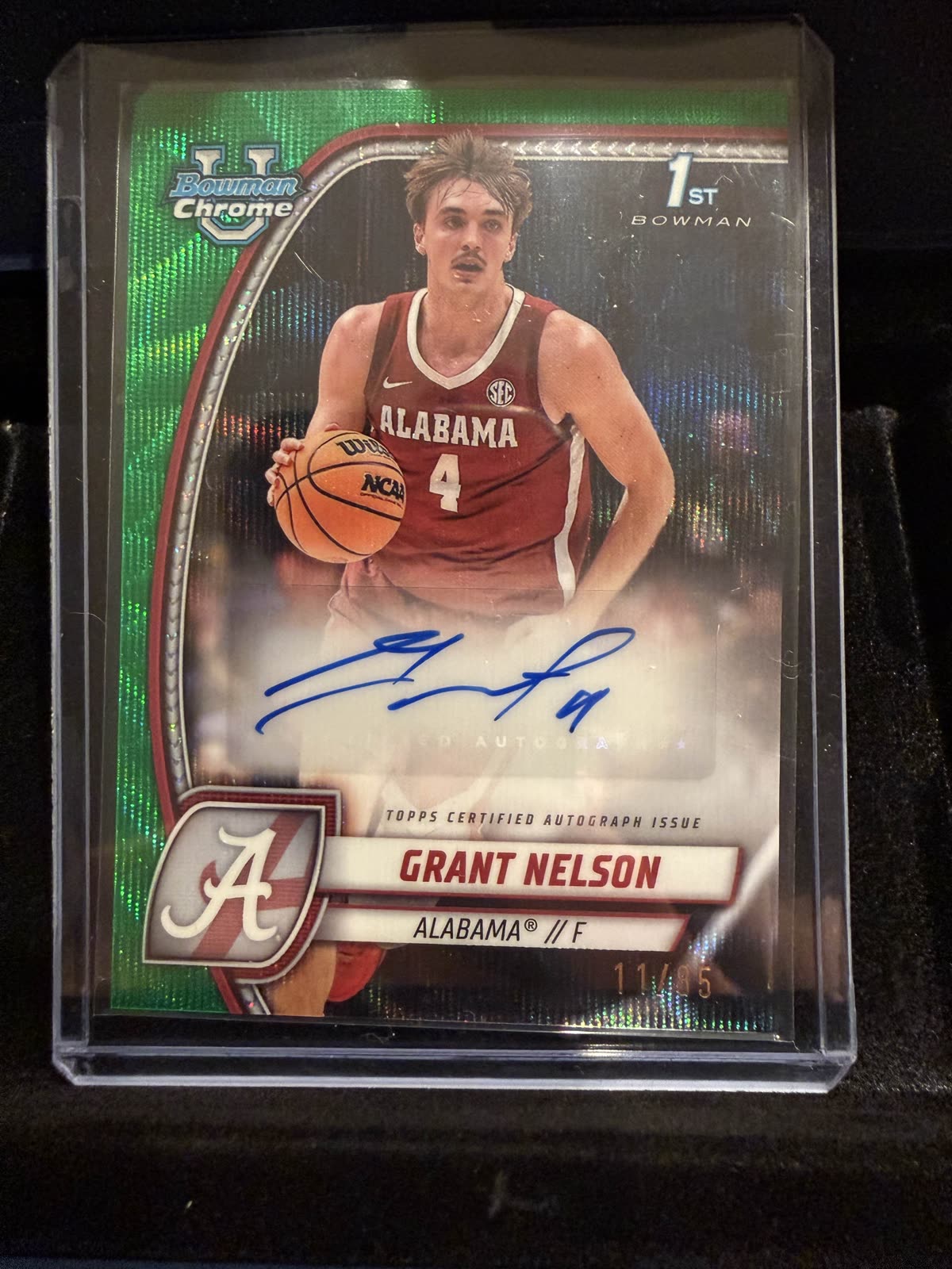 Grant Nelson 2024 Bowman Chrome 1st Bowman Auto Green /85