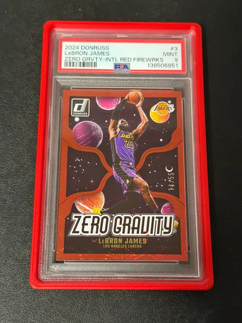LeBron James 2024-25 Donruss Zero Gravity #3 Intl Red Fireworks /55 PSA 9