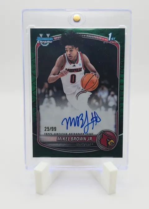 Mikel Brown Jr. 2024-25 Bowman Chrome University Basketball - 1st Bowman Autographs Green Wave Refractor