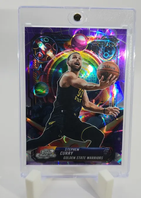 Stephen Curry 2025-26 Topps Cosmic Chrome Basketball Purple Pulsar Refractor